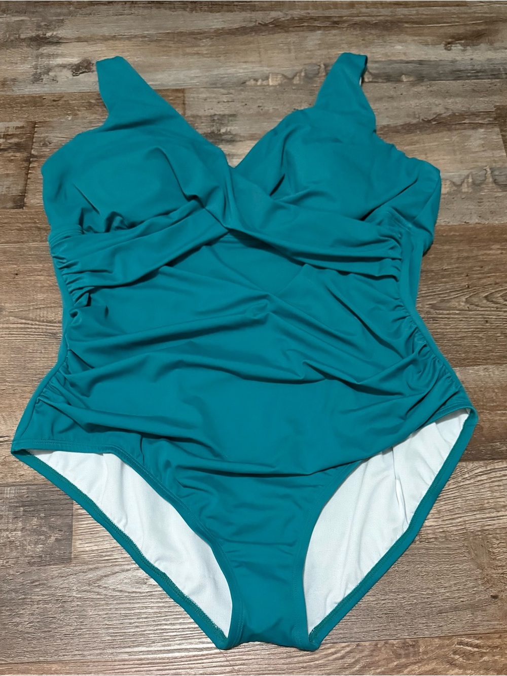 American Beach Teal One-Piece Swimsuit with Ruched Waist NWOT XXL